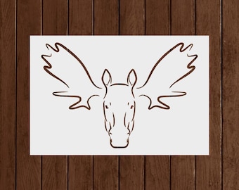 Moose Head Stencil, Reusable Moose Head Stencil, Art Stencil, DIY Craft Stencil, Large Moose Head Stencil, Moose Antlers