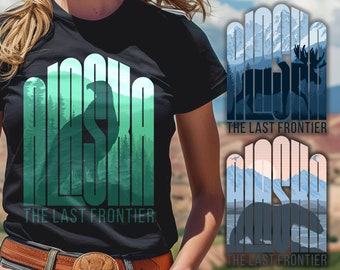 set of vector Alaska t-shirts designs with polar bear, bald eagle, moose. Eps.Ai.Svg.Png.Jpeg