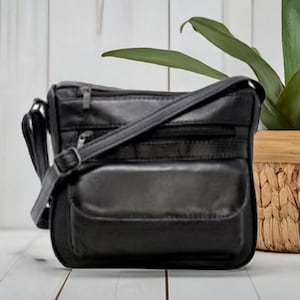 Small Lambskin Crossbody Bag - Genuine Lambskin Bag with zipper and pockets