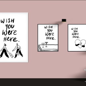Set of 3 Digital Print, Wish You Were Here, Digital Download Wall Print