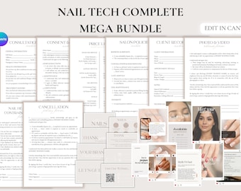Nail Tech Business Canva Templates Bundle: Client Forms, Business Cards (Digital Download)
