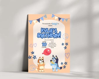 Invitación de cumpleaños editable de Bluey (descarga digital)