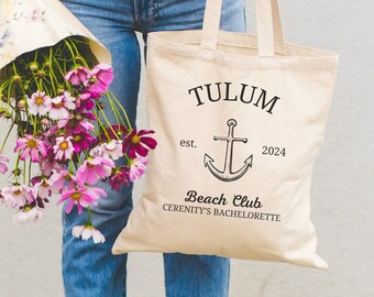 Beach Club Bachelorette Tote, Personalized Bachelorette Party Favors, Beach Bridesmaids Tote Bag