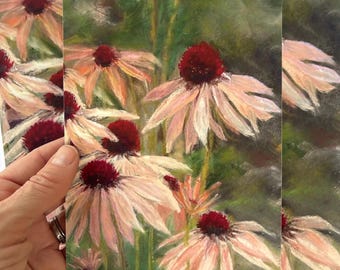 Pink Coneflower Fine Art Print, Giclée Print of Original Pastel Painting, Echinacea Botanical Wall Art, Archival Gallery Print, Cottagecore