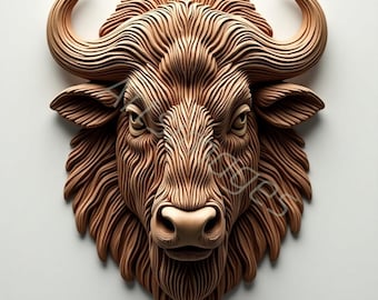 Buffalo Head 3D CNC Relief Model