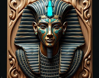 Egyptean Pharaoh 3D STL File, Cnc Router Relief, Ancient Egypt Wood Carving Design