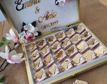 Boîte de chocolat personnalisée | Fiançailles | mariage | Faveurs de fête | Boîte de chocolat dans de nombreuses couleurs différentes | Kiz Istemé | Nikah | Décoration de table