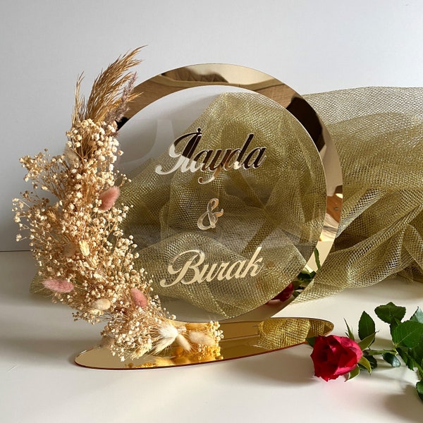 Namensaufsteller | Hochzeitsgeschenk | Namensschild | Personalisiert | Tischdekoration | Verlobungsgeschenk | in Gold oder Silber