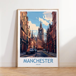 Manchester Travel Print Wall Art Manchester Wall Hanging Home Décor Manchester Gift Art Lovers England Art Lover Gift Manchester Travel Art