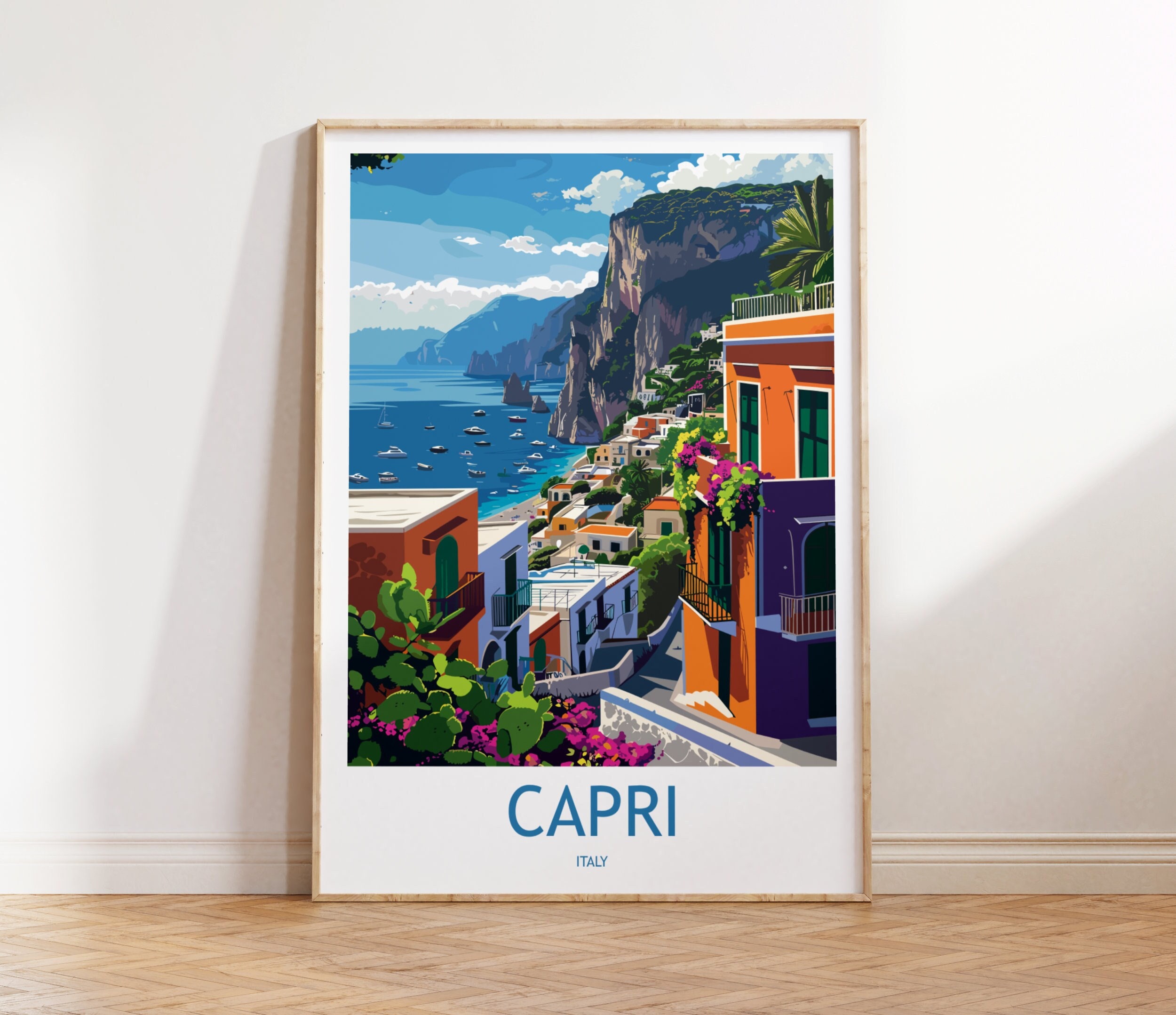 Capri Italy Vintage Travel Posters Lake Wall Art Picture Print Canvas Art  Poster Modern Family Bedroom Decor Posters 20x30inch(50x75cm)
