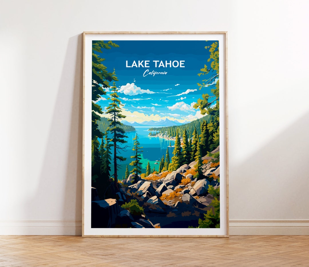 Lake Tahoe Travel Print Wall Art Lake Tahoe Wall Hanging Home Décor