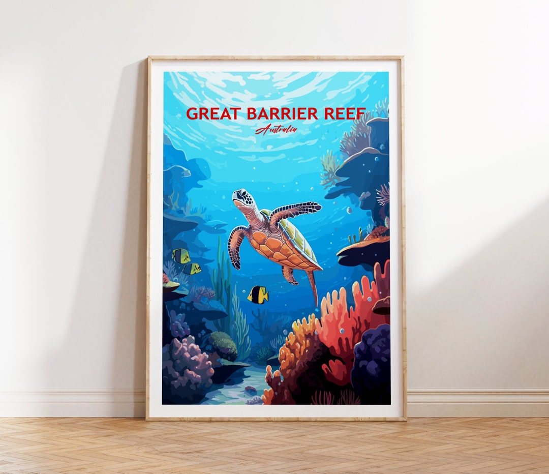 Great Barrier Reef Travel Print Wall Art Great Barrier Reef Wall ...