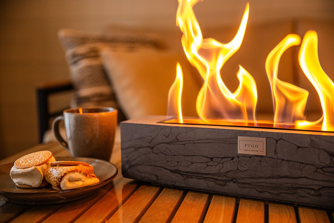 Fugo Fireplace Concrete Tabletop Fireplace Indoor Fireplace Handmade