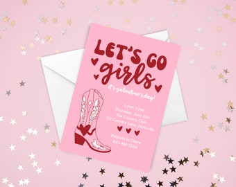 Galentine's Party Invitation: Let's Go Girls Editable Template (Digital)
