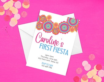 Colorful Fiesta Birthday Party, First Fiesta Birthday Invite, 50th Fiesta, 1st Fiesta, Fiesta Invitation, Colorful Flower Fiesta Birthday