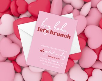 Editable Galentine's Day Brunch Invitation Template (PDF)
