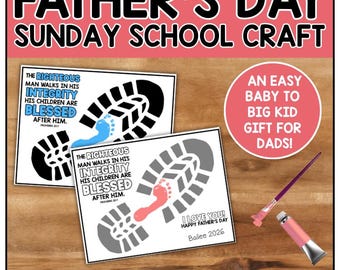 Father's Day Footprint Card Craft, Bible Verse Keepsake, Easy Sunday School Craft!