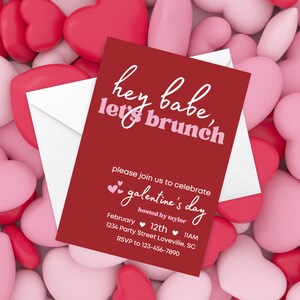 Galentine's Day Brunch-Einladung, Mädchen-Brunch, Galentinerstag, Valentinstag-Einladung, Valentinstags-Brunch, einfach, modern, Valentinstag
