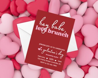 Galentine's Day Brunch Invitation: Customizable Canva Template (Digital Download)