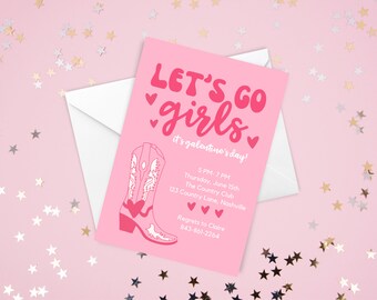 Let's Go Girls Galentine's Party Invitation: Editable Canva Template (Digital Evite)