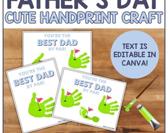 Father's Day Golf Handprint Craft Template (Editable in Canva)