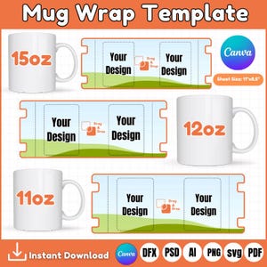 Ensemble de modèles d’enveloppement de tasse, modèles de tasse d’emballage complet, modèle d’enveloppement de tasse, modèle de tasse Svg, modèle de tasse de sublimation, maquette de presse de tasse, boîte de tasse