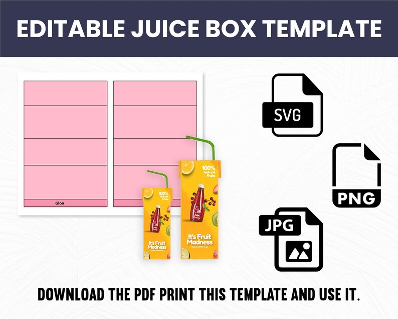 Juice Box Template Juice Box Wrapper Juice Label Template Party Juice Box Editable Template ...