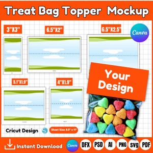 Treat Bag Topper Template svg, Treat Bag Label, Party Favor Label, Treat Bag Sticker Mockup, Treat Bag Wrap, Treat Topper, Treat Bag Topper