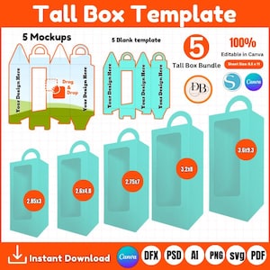 Großes Box-Vorlagenpaket, Party-Geschenkbox, Puppenbox-Vorlage, Fensterbox-Svg, hohe Giebelbox-Vorlage, Geschenkbox-Svg, Cricut-Box-Vorlage