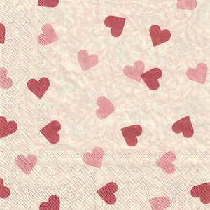 Lot de 2 serviettes en papier coeurs roses Emma Bridgewater pour découpage, serviettes en papier peintes roses pour projets de scrapbooking, de collage et d'art