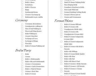 Comprehensive Wedding Photography Checklist for Brides-to-Be Capture Every Moment PDF Download