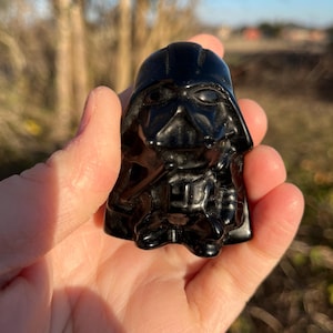 2.2&quot; Obsidian Darth Vader Crystal Carving, Perfect Gift for Families, Friends, Home Decor, Collections, etc