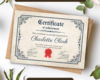 Custom Certificate of Achievement | Editable & Printable Template | Instant Download for Recognition and  Accomplishment