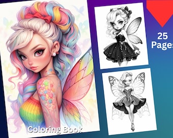 Libro para colorear de hadas / 25 páginas de fantasía caprichosa (Descarga en PDF)