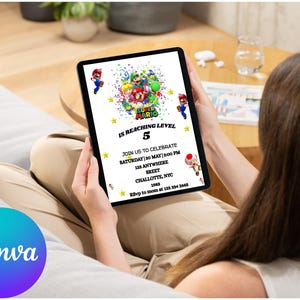 Super Mario Birthday  Invitation, Mario  Invitation, Mario Invitation, Digital  Invite, Animated Invitation, Mario invitation