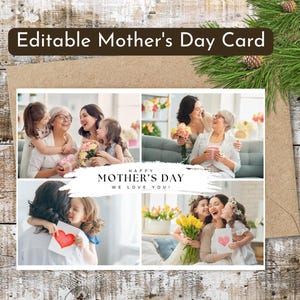 Tarjeta minimalista para el Día de la Madre / Diseño moderno imprimible, plantilla editable, descarga digital sencilla y elegante