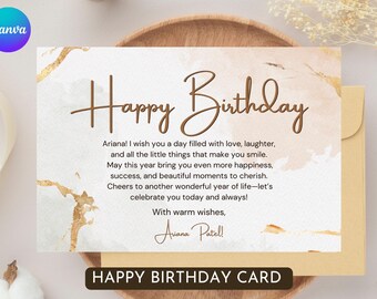 Printable Happy Birthday Card: Editable DIY Greeting Card (PDF/PNG Download)