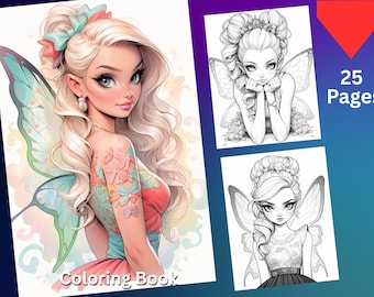 Libro para colorear de hadas / 25 páginas de fantasía caprichosa (Descarga en PDF)