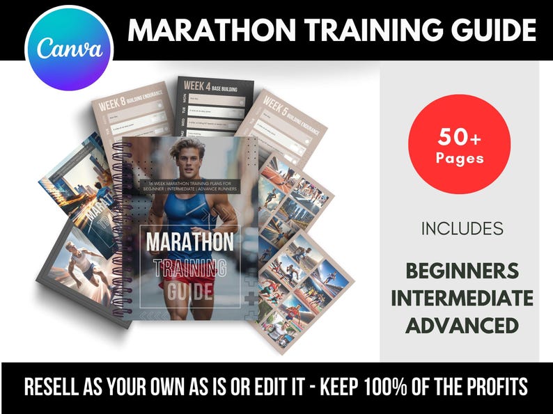 Marathon Training Guide Canva Template: 62-page Fitness Ebook (PDF ...