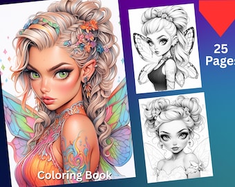 Libro para colorear de hadas / 25 páginas de fantasía caprichosa (Descarga en PDF)