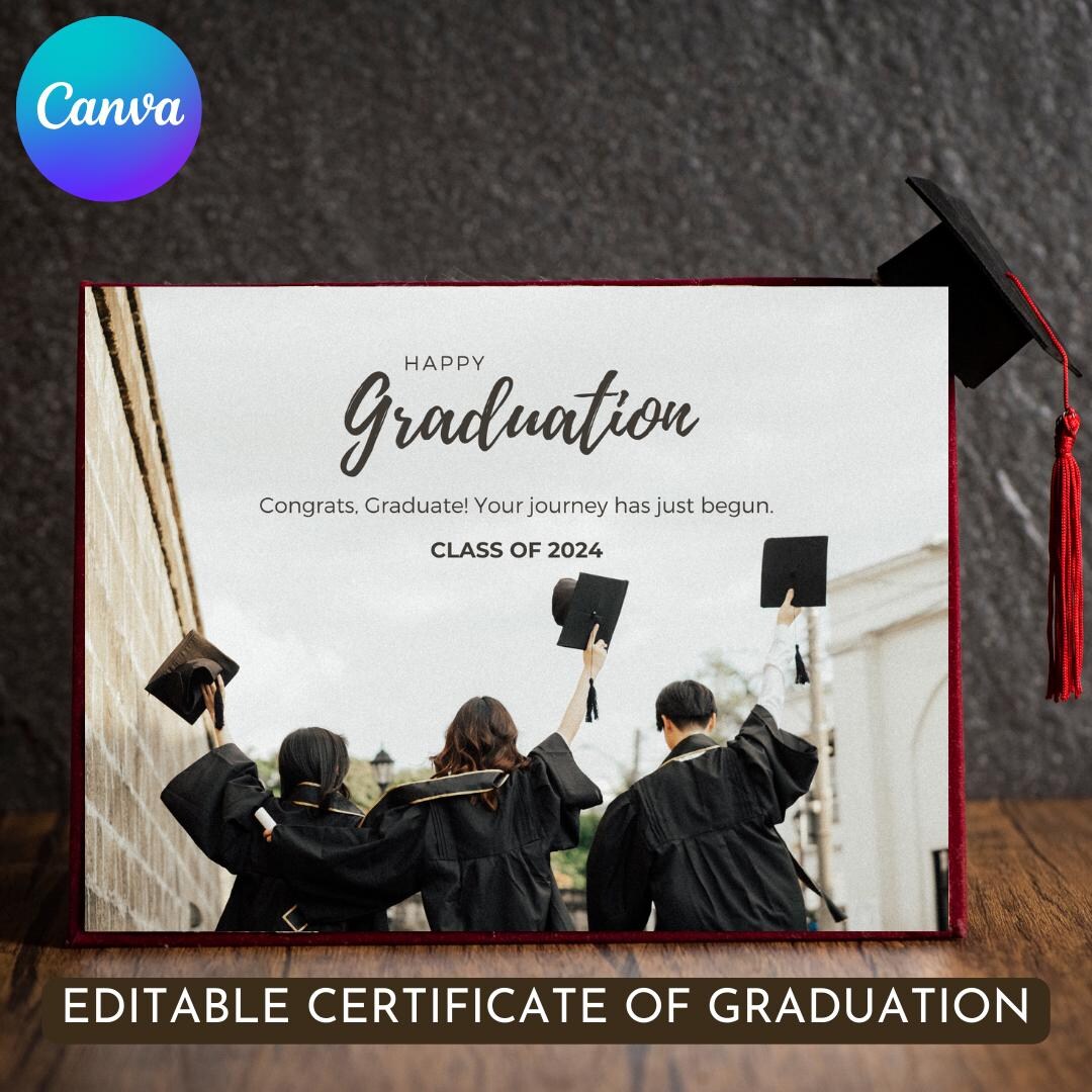 Printable Certificate of Graduation | Customizable PDF Template for ...