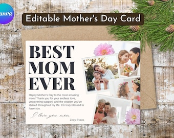Custom Photo Mother's Day Card | Floral Canva Template (Digital Download)