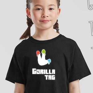 Gorilla Tag Handgekleurd T-shirt met print I Op VR-games geïnspireerd ontwerp Top I Maten voor kinderen en volwassenen