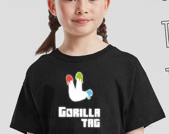 Gorilla Tag Hand colours printed T-shirt I VR game inspired design Top I Kids & Adult sizes