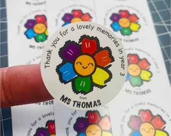 Thank You Personalised Rainbow Stickers I End of the School Year I ...