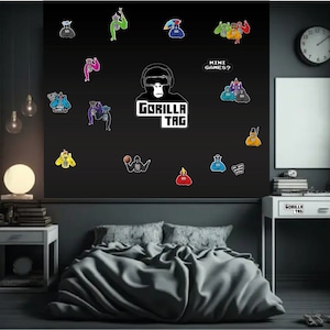 Muursticker GORILLA TAG | VR-gamer Feature Wall | Slaapkamermuur kinderen tieners volwassenen