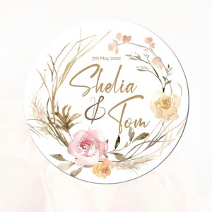 Bamboeroosstickers I Gepersonaliseerd Save the date Namenlabels I Feest- en gelegenheidsgunsten