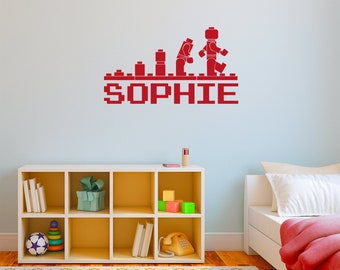 Evolution Building Blocks Personalised Wall Name Sticker | Kids Teen Bedroom Wall art