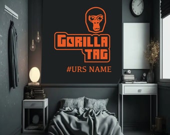 Personalised GORILLA TAG Name Wall Sticker | VR gamer Feature wall | Kids Teens Adults bedroom wall