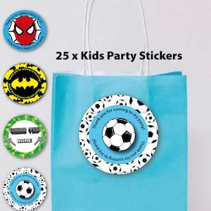 Adesivos de festa infantil personalizados de agradecimento, Minecraft, Futebol, Homem-Aranha